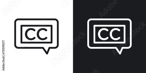 Closed Caption Icon Designed in a Line Style on White background.