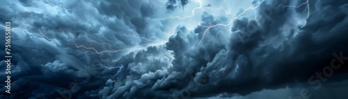 Emotional storm dark clouds lightning strikes