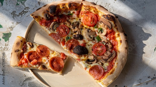 Deluxe Pizza Slice: Mozzarella, Veggies, and Tomato Sauce