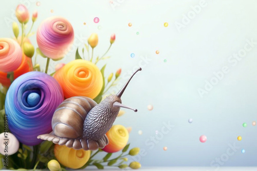  Follow Your Dreams. Cute Nursery Art ideal for Card, Wall Art, Greeting, Birthday Wishes. Lovely Hand Drawn Vector Illustration with Funny Snail, Heart and Rainbow Isolated on a White Background