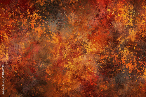 Design a mottled background that captures the rich tapestry of an autumn harvest, with a palette of deep oranges, reds, and browns intermingled with the golden hues of ripe grain