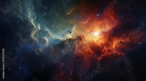 This image captures the beauty and grandeur of a nebula with shining stars, symbolizing the enormity of space