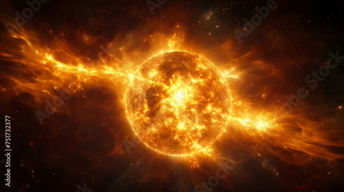 The image captures a powerful solar flare on a star, highlighting the raw energy and dynamic nature of star activity