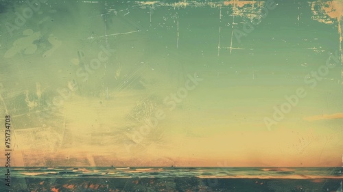 Designed retro photo. Sunny day on the beach. Grain, dust, colors added as vintage effect.