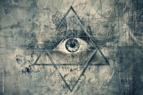 A depiction of a conspiracy theory's organigram in gritty, rebellious artwork, marked with scratches for added intensity