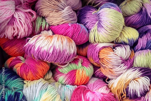 Close-up de ovillos de lana coloridos