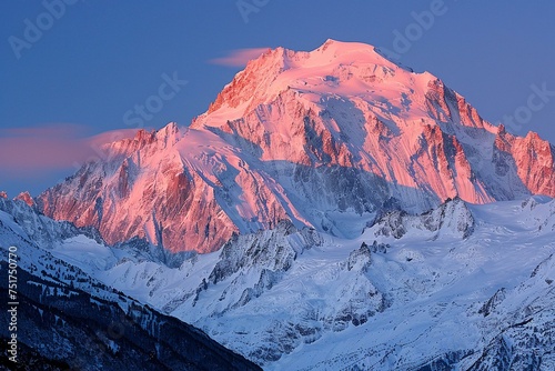 Majestic Alpenglow on Snow-Capped Mountain