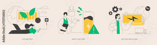 Eco charging solution abstract concept vector illustrations.