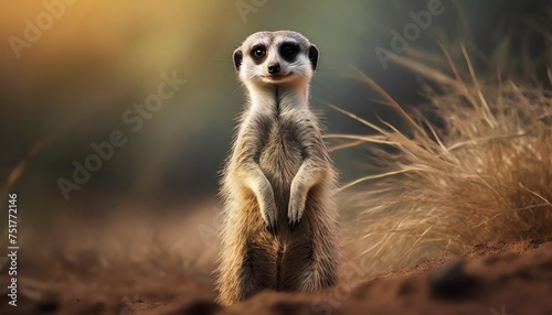 portrait of meerkat standing on the land