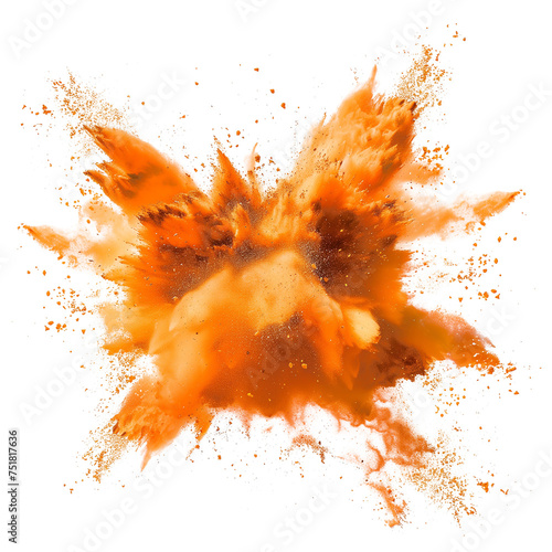 orange powder explosion effect isolated or on white background