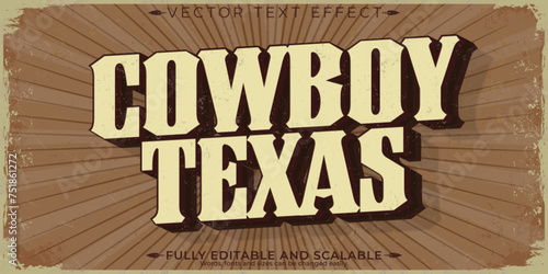 Cowboy text effect, editable western and vintage text style