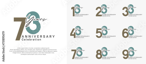 anniversary logotype vector design with brown and blue color can be use for special moment celebration