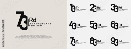 anniversary vector design set black color for celebration day