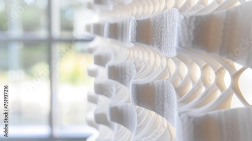 A closeup of a honeycomb cellular shade highlighting its unique texture and ability to insulate a room.