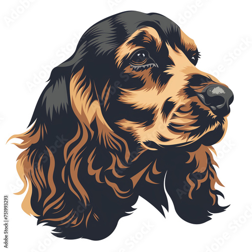 English cocker spaniel illustration, isolated on transparent background