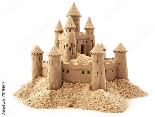 Majestic Sand Fortress: Crafted with Precision Detailed sandcastle structure, Model fortress in sand, Precision sand art