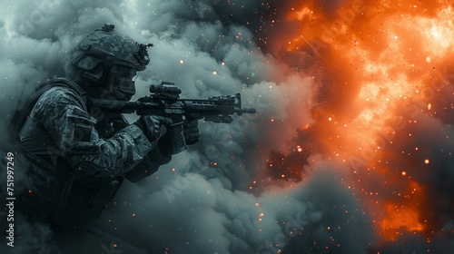 soldier in the smoke
