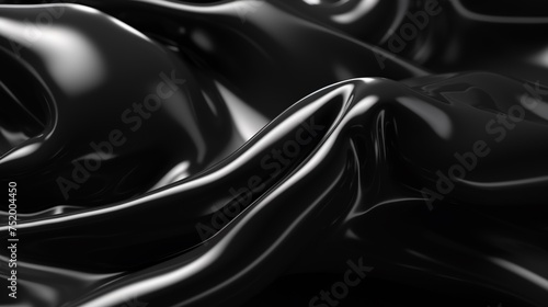 Sleek glossy black latex texture in closeup showcasing the smooth reflective surface in high detail candy style cute minimal 3D animation