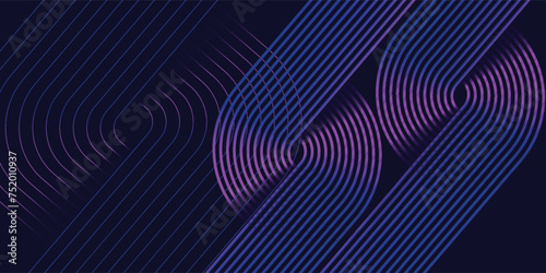 Dark abstract background with glowing wave. Shiny moving lines design element. Modern purple blue gradient flowing wave lines. Futuristic technology concept. ps 10
