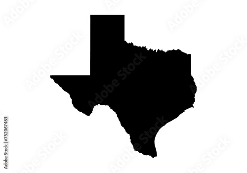 Mapa negro del estado de Texas de estados unidos de américa. 