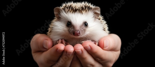 Captivating African Pygmy Hedgehog Curiously Explores Its Owner's Hand