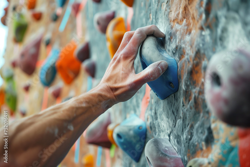 Hand beim Klettern hat Kletterstein fest im Griff