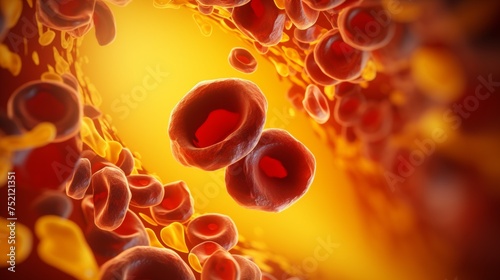  Blood Clot Formation: Aggregated cells and fibrin, set against a warning yellow background, highlighting the clotting process