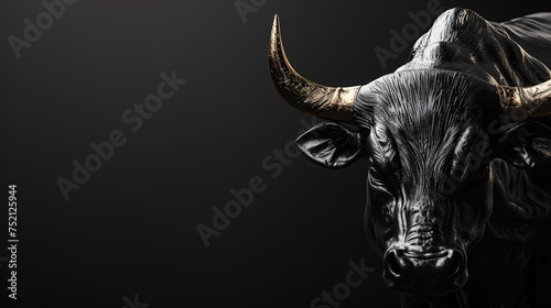 A striking image of a bull head silhouette against a stark black background, symbolizing the bullish market sentiment in cryptocurrency or stock trading 