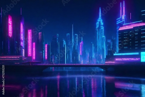 Cyberpunk futuristic cityscape with neon lights