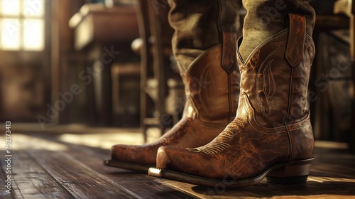Image of man wearing cowboy boots.