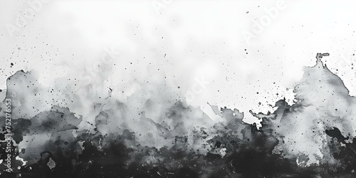 Abstract black and white watercolor backdrop with grunge texture on paper. Concept Watercolor Painting, Abstract Art, Black and White, Grunge Texture, Paper Background