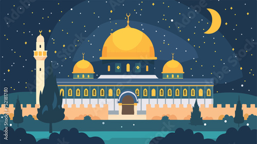 jerusalem temple ramadan kareem celebration Flat vector
