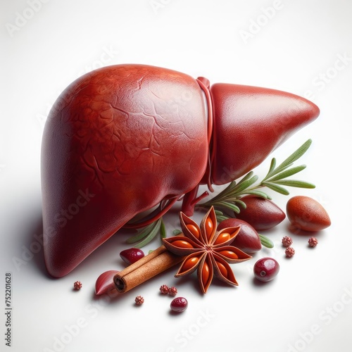 human liver organ on white 