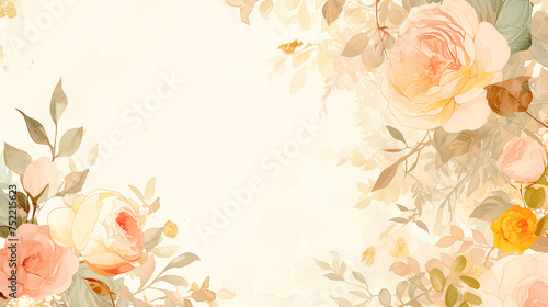 淡い色合いの上品な花の水彩イラストのフレーム背景