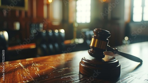A close-up of a judge's gavel on a table, symbolizing a hearing in court.