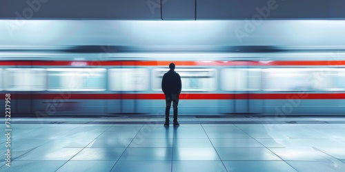 hombre esperando el tren del aeropuerto en Barcelona