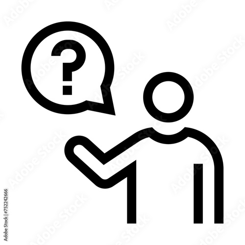 Icono de pregunta del cliente. Consulta personal, atención al cliente, solicitud de información. Ilustración vectorial