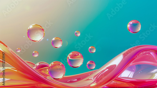 Vibrant wavy Colorful Abstract Liquid and Bubbles Background - Creative campaign visual for brand and advertisement, presentation, graphic design layout services, Tech company ad