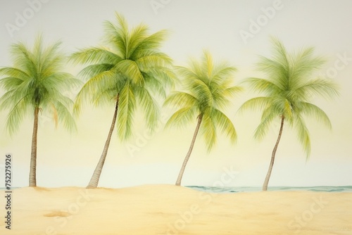 Lush palm trees swaying in the gentle breeze their fronds casting dappled shadows on the golden sand below