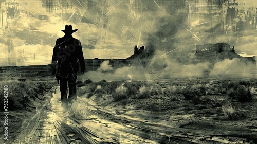 Sinister Western Silence Abstract patterns and shapes reminiscent of the foreboding silence that permeates the cursed territory of a Spaghetti Western horror
