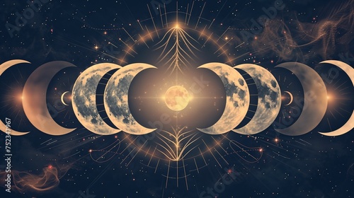 Celestial Cycles: Radiant Astrological Event Illustration
