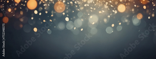Abstract blur bokeh banner background. Pewter bokeh on a softened slate gray backdrop.