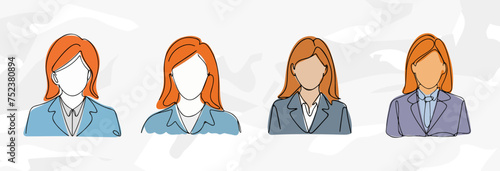 Anonyme Business Frauen Lineart Illustrationen: Vektor Grafik Bundle