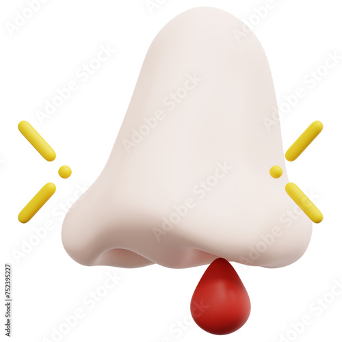 nose bleeding 3d render icon illustration