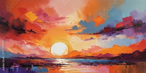soothing blend of a sunset scene and warm, vibrant hues.
