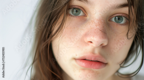 closeup studio portrait of a beautiful young girl
