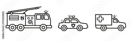 emergency vehicle outline silhouette set