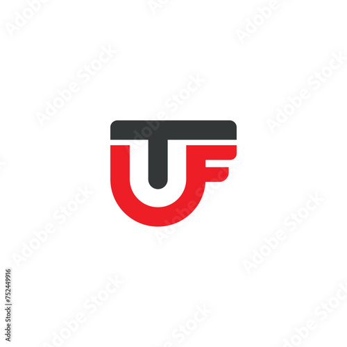 UTF logo. UTF design. Black and red TUF letter. TUF letter logo design. Initial letter UTF 