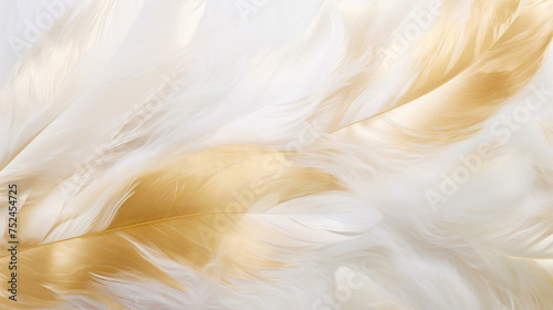 background white and gold feathers, airy design, texture feathers, minimalist, softness, light, elegant