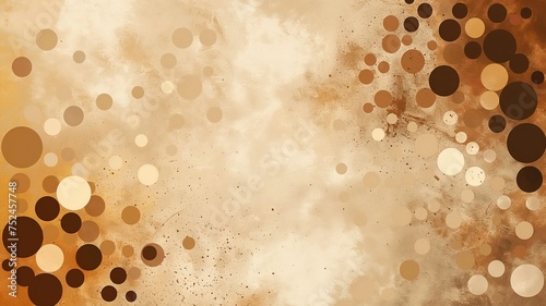 champagne color background with dark brown color abstract dots and rounds